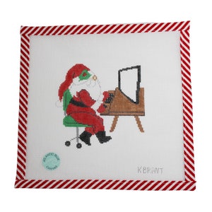 Work from Home Santa Needlepoint Canvas