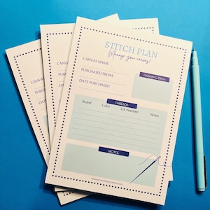 Stitch Plan notepad, Needlepoint project tracker, Thread Organizer
