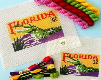 Florida Alligator Needlepoint Canvas Needlepoint Kit