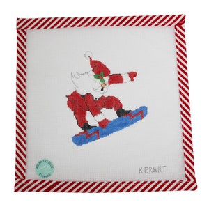 Snowboard Santa Needlepoint Canvas