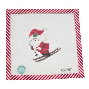 Skiing Santa Needlepoint Canvas