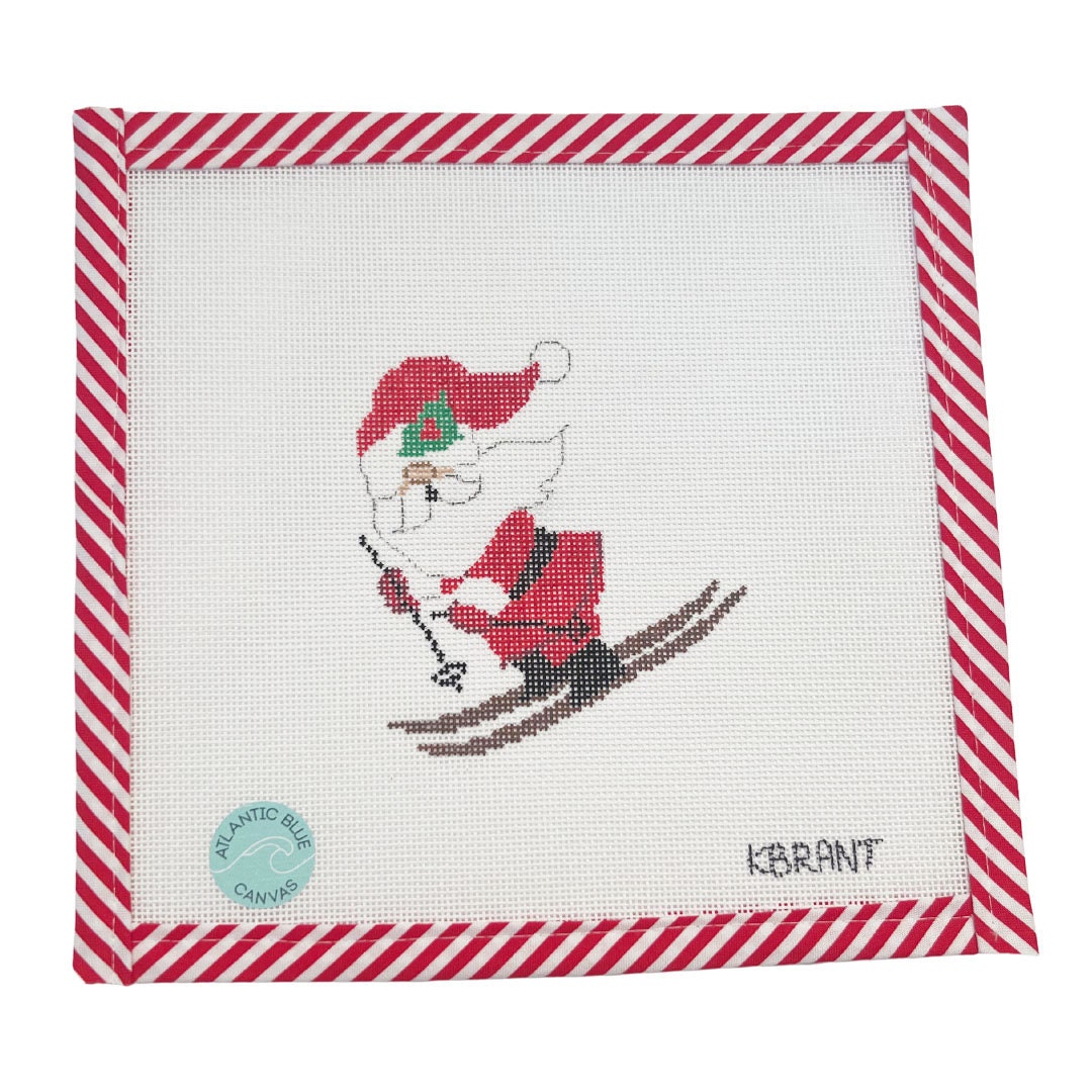 Skiing Santa Needlepoint Canvas