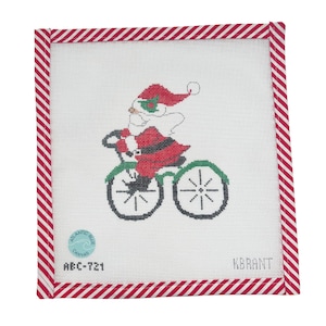 Bike Santa Needlepoint Canvas