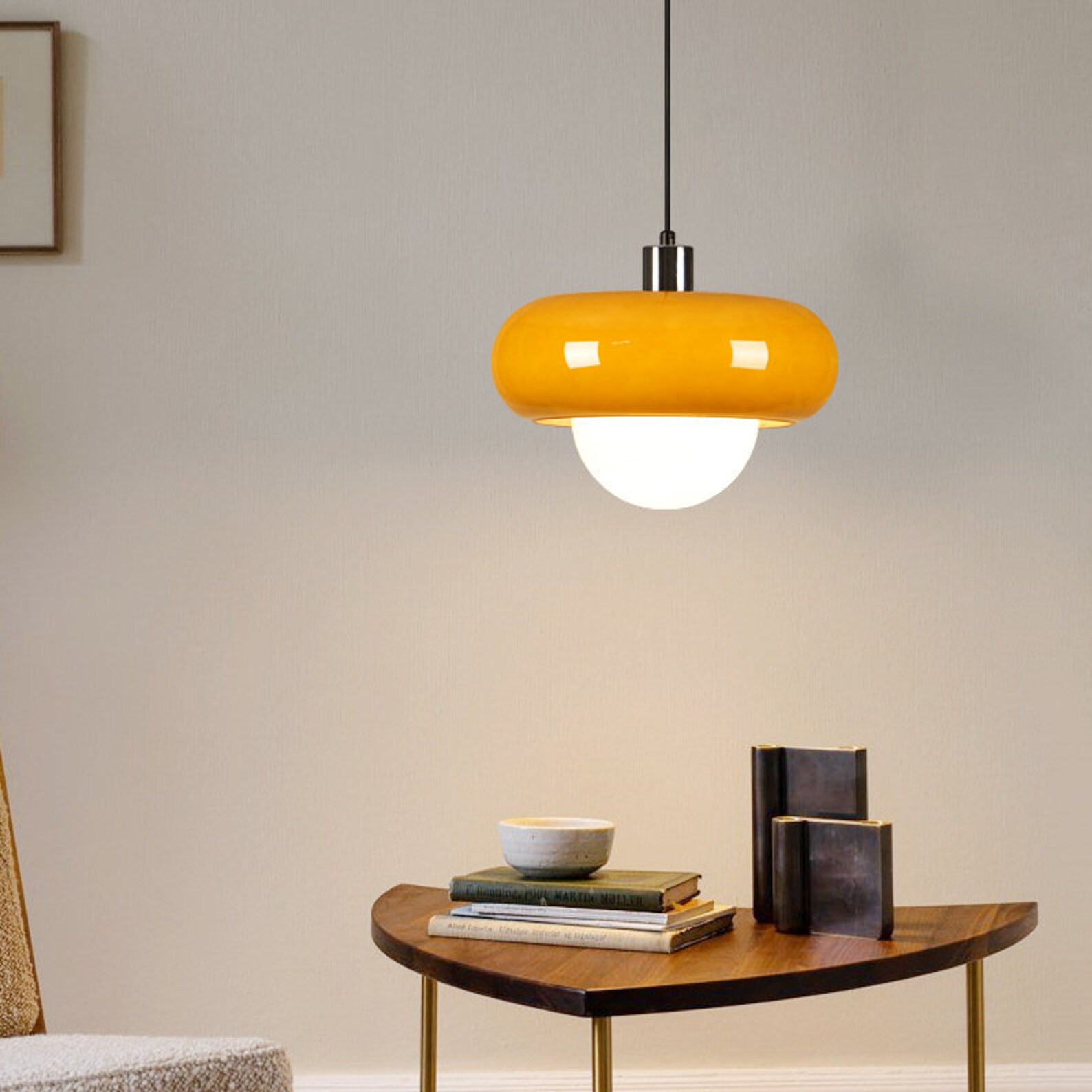 Pendant Light Yellow Glass lighting Pendantceiling Etsy