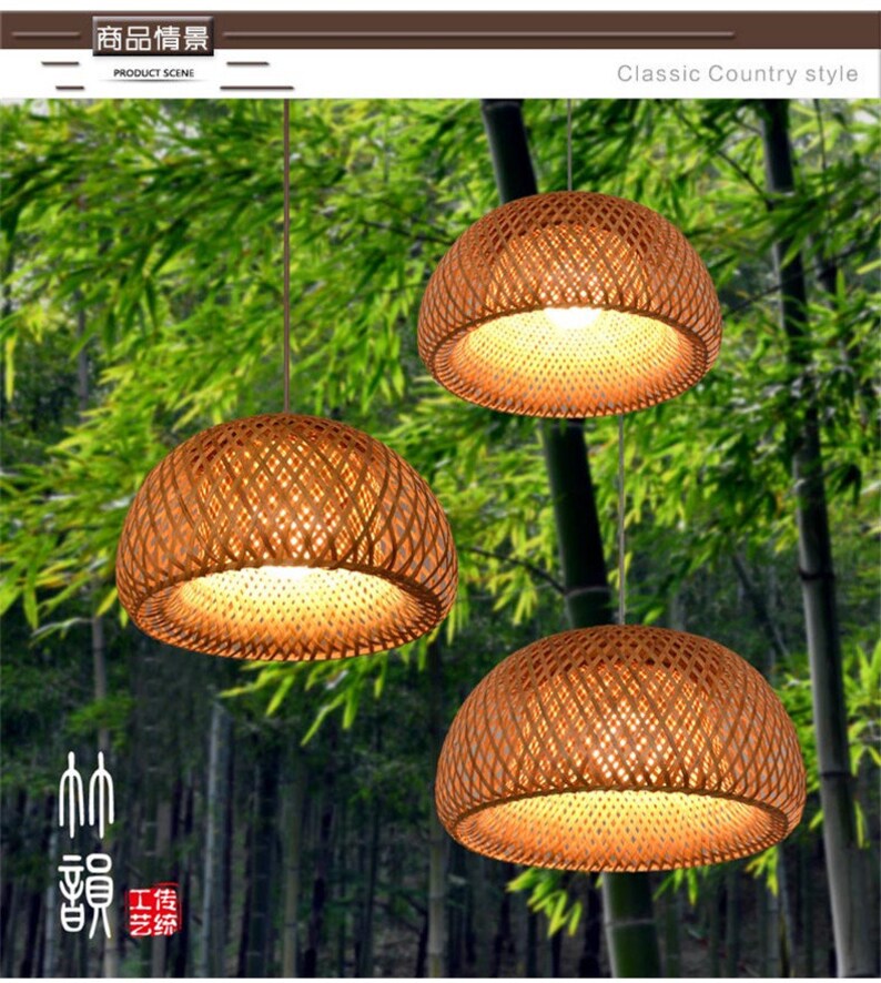 Handmade Bamboo Chandelier Lighting Hanging Lamp Pendant Etsy
