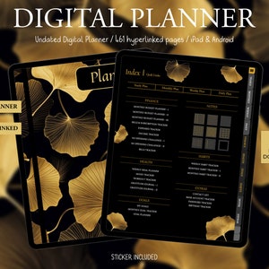 Undated Digital Planner,Dark Mode digital planner,GoodNotes Planner,Daily,Weekly, Monthly, 2024 Undated Digital iPad Planner,Digital Planner