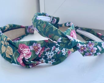 Green Floral Print Knotted Headbands - Etsy display picture 1