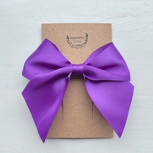 Purple Satin Bow Hair Clip