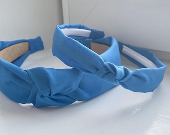 Bright Blue Cotton Knotted Headbands