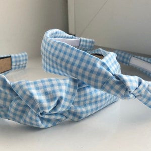 Blue Gingham Headbands