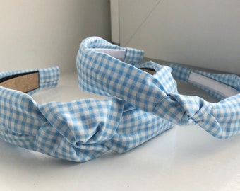 Blue Gingham Headbands