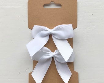 White Bow Hair Clips