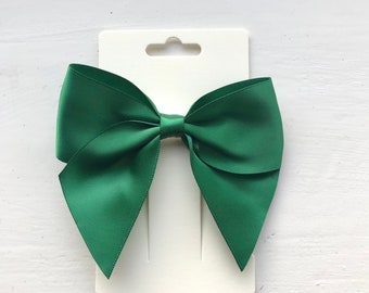 Bottle Green Bow Hair Clip