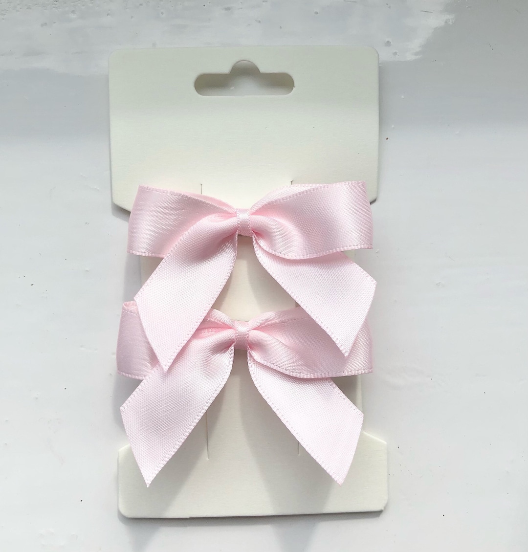 Pale Pink Bow Hair Clips Etsy UK
