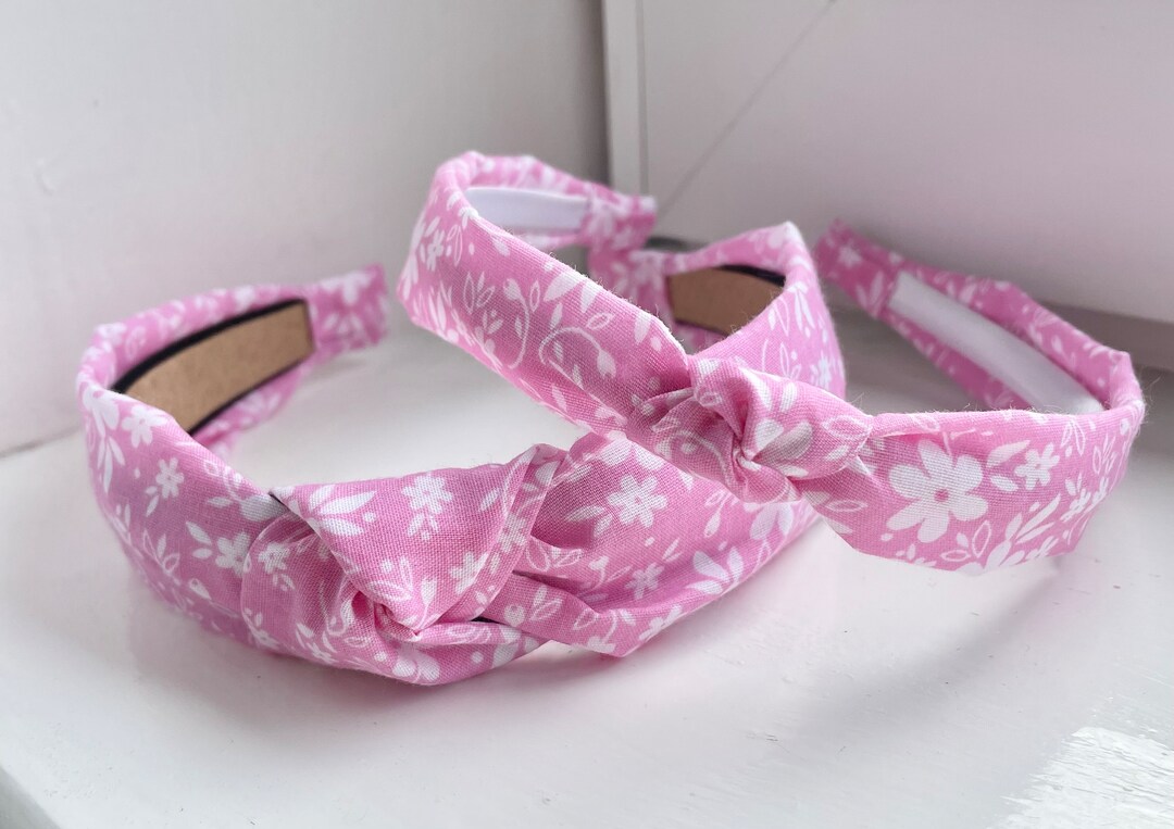 Pink and White Floral Headbands - Etsy