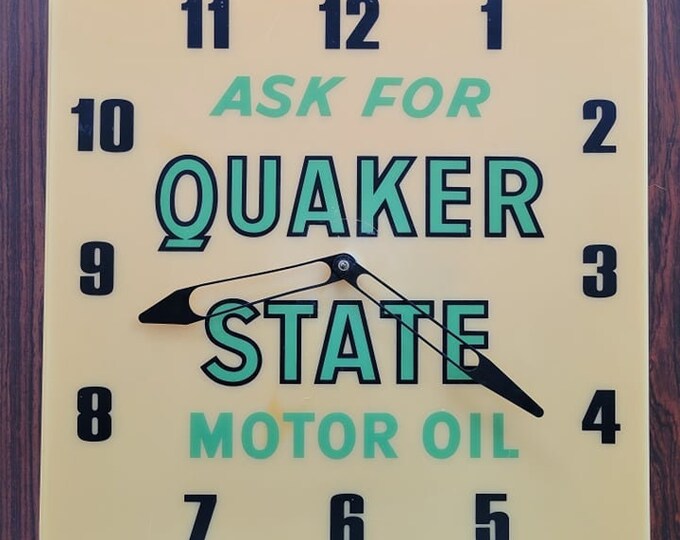 Rare 1960s Quaker State Oil Clock 16X16 Etsy
