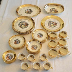 Vintage Sabin Crest-O-Gold &quot;George & Martha&quot; Porcelain Dinner/Serving Set (46 pieces)
