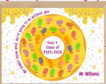 Personalized Doughnut Fingerprint Class Gift | Teacher Keepsake (Digital Download)