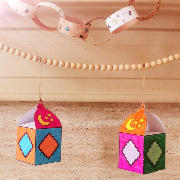 Decorazioni fai da te per lanterne Ramadan / Decorazioni sospese per Ramadan / Artigianato Ramadan / Attività Ramadan per bambini / Lanterna Ramadan