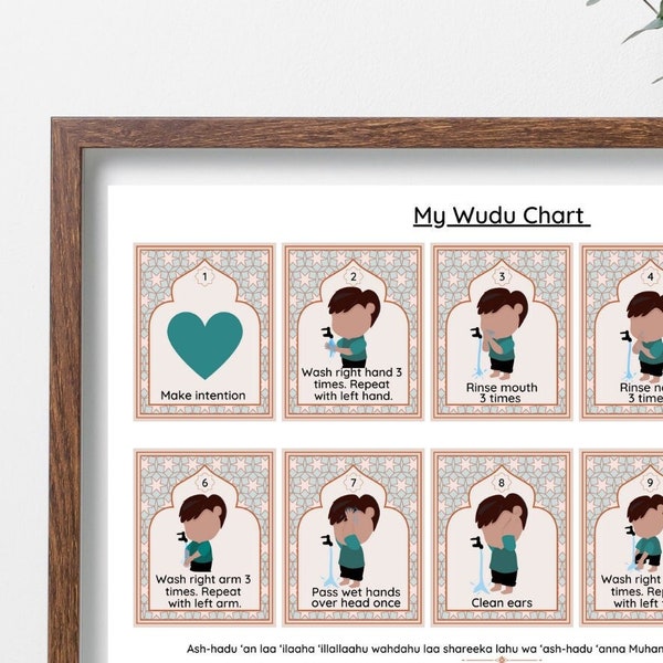 Wudu Chart Printable | Wudu SEQUENCING Activity INCLUDED | Boys Wudu Chart | Girls Wudu Chart | Wudu Guide for Kids Printable |