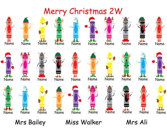 Personalized Christmas Crayons Gift | Class Present from Teacher (Digital Download)