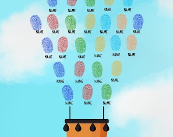 Hot Air Balloon Fingerprint Art: Teacher Class Gift (Digital Download)