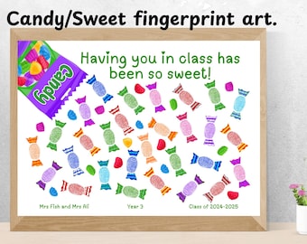 Personalised Candy Fingerprint Art: Teacher Class Gift (Digital Download)