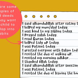 Good Deeds Chart | Daily Good Deeds Chart | Muslim Child Daily Routine ...