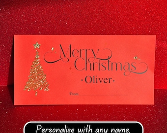 Personalised Red Christmas Money Envelope | Christmas Money Envelopes | Christmas Voucher Envelope
