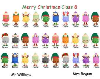 Class Christmas Gift | Christmas Gift for Students | Class Present from Teacher | Personalised Crayons Class Gift |