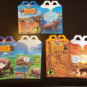 McDonald’s Amazing Wildlife HappyMeal Boxes. Unused. Set of 3.