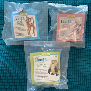 Bambi , Thumper, and Owl, Set of 3, from the Walt Disney Classic, from McDonald’s, in 1988,NIP