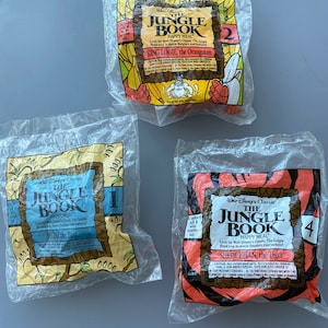 Jungle Book, Windup toys, Set of 3 Vintage 1989,McDonalds HappyMeal Toys.