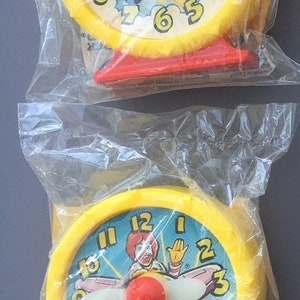 McDonalds HappyMeal 1990 Good Morning Toys . Set of 2 Ronald Clocks.NIP.