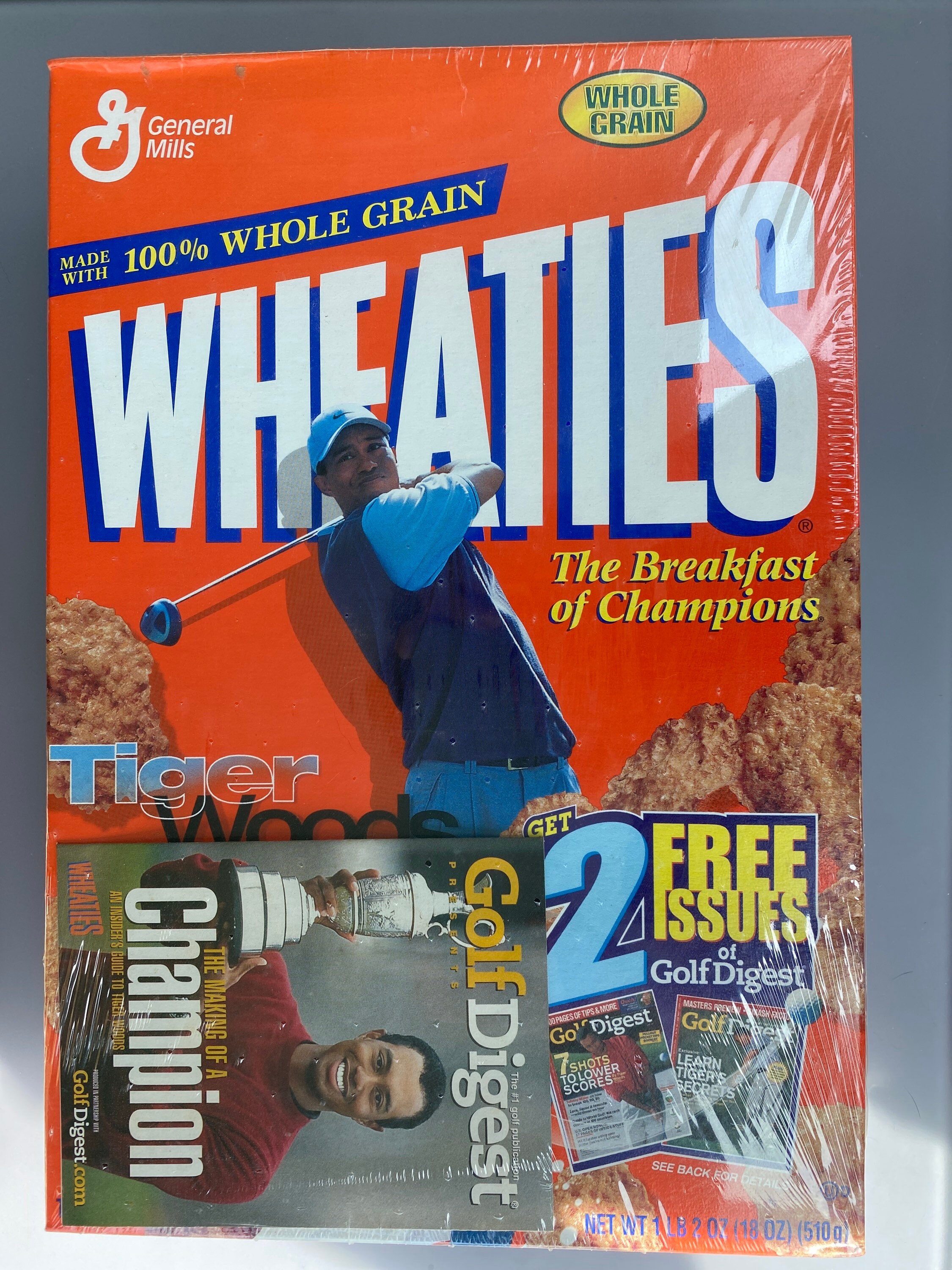 Pack Collector Tiger Woods 2001 - Boîte Wheaties + Golf Digest - Scellé