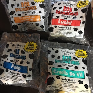 Dalmatian Happy Meal Toys from McDonald’s in 1990, Set of 4.