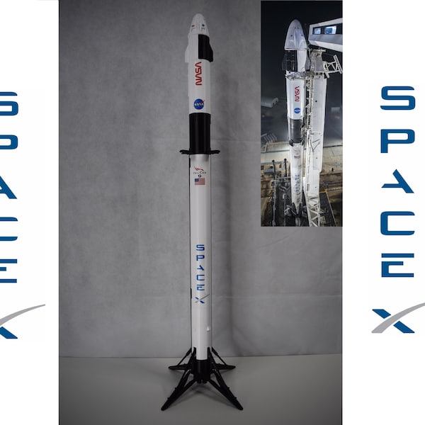 SpaceX Falke 9 mit Drachenkapsel - 1:76 84cm/33inch mit Abziehbildern Bestseller Beste Qualität Geschenk Bester ETSY-Preis!