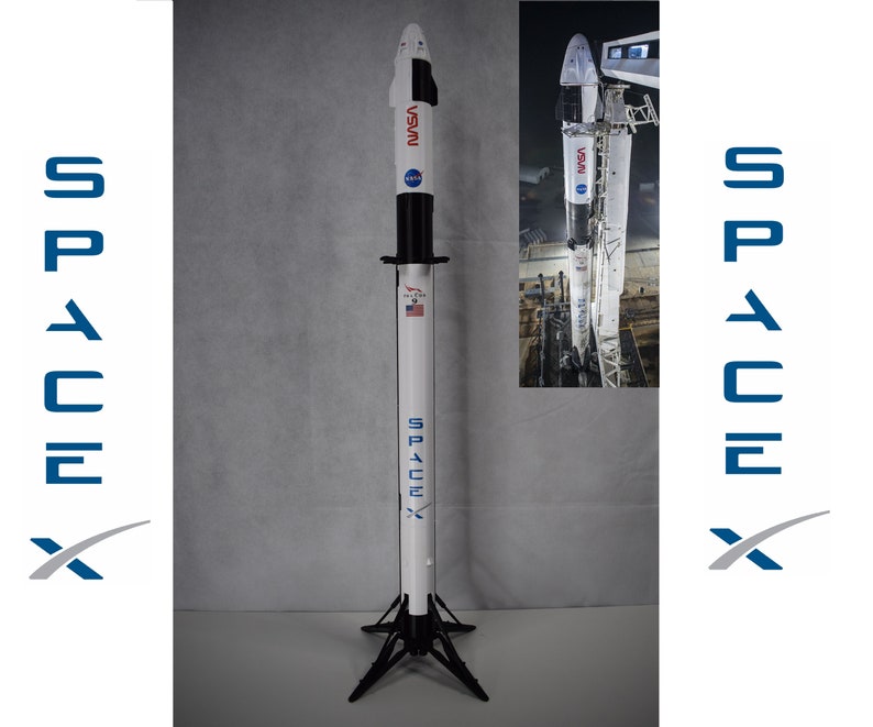 SpaceX Falcon 9 with Dragon Capsule 1:76 84cm/33inch Decals Included Bestseller Best Quality Gift Best ETSY price image 1