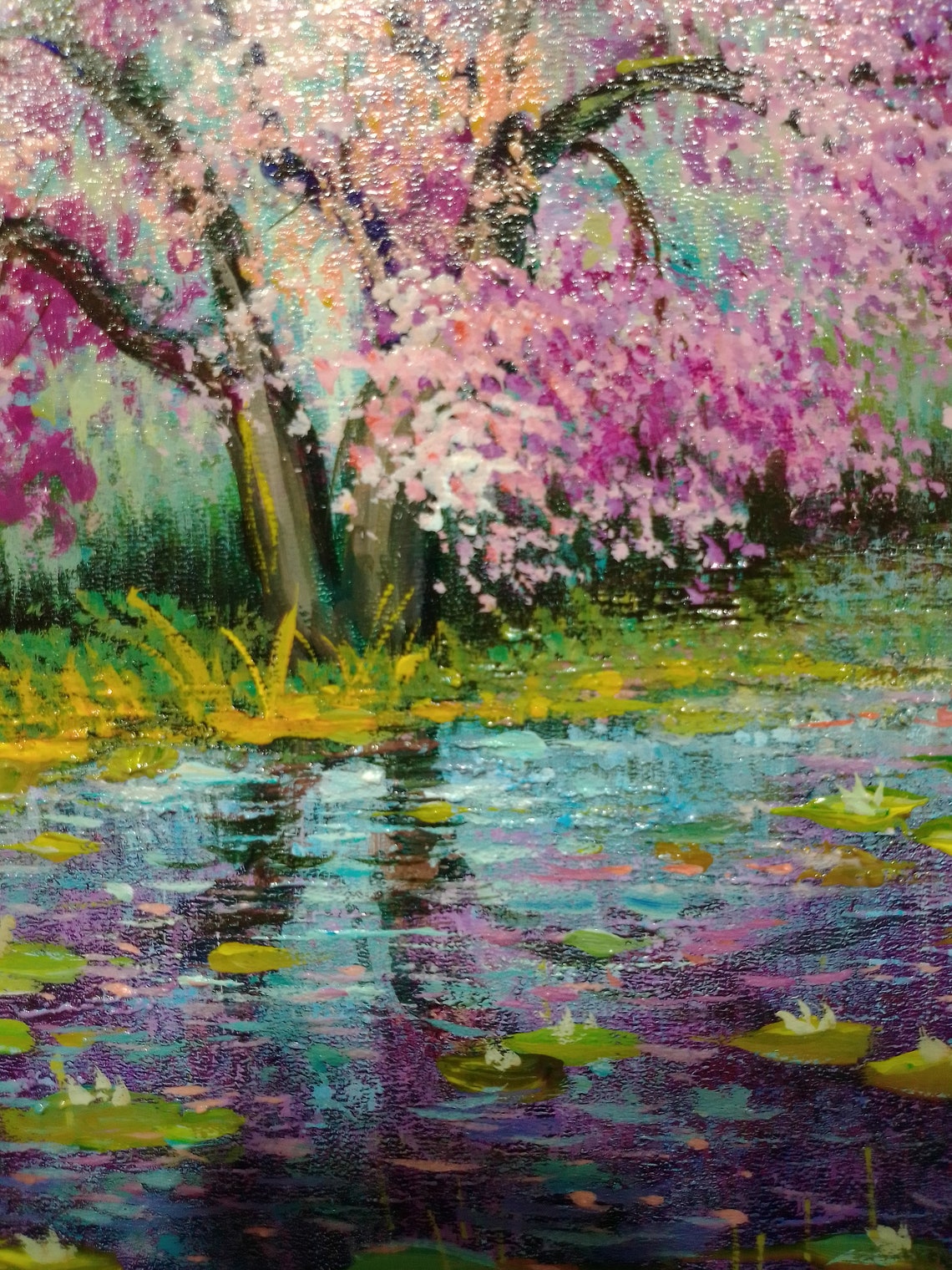 Japanese Sakura Painting Blossom Cherry Painting Mount Fuji Etsy