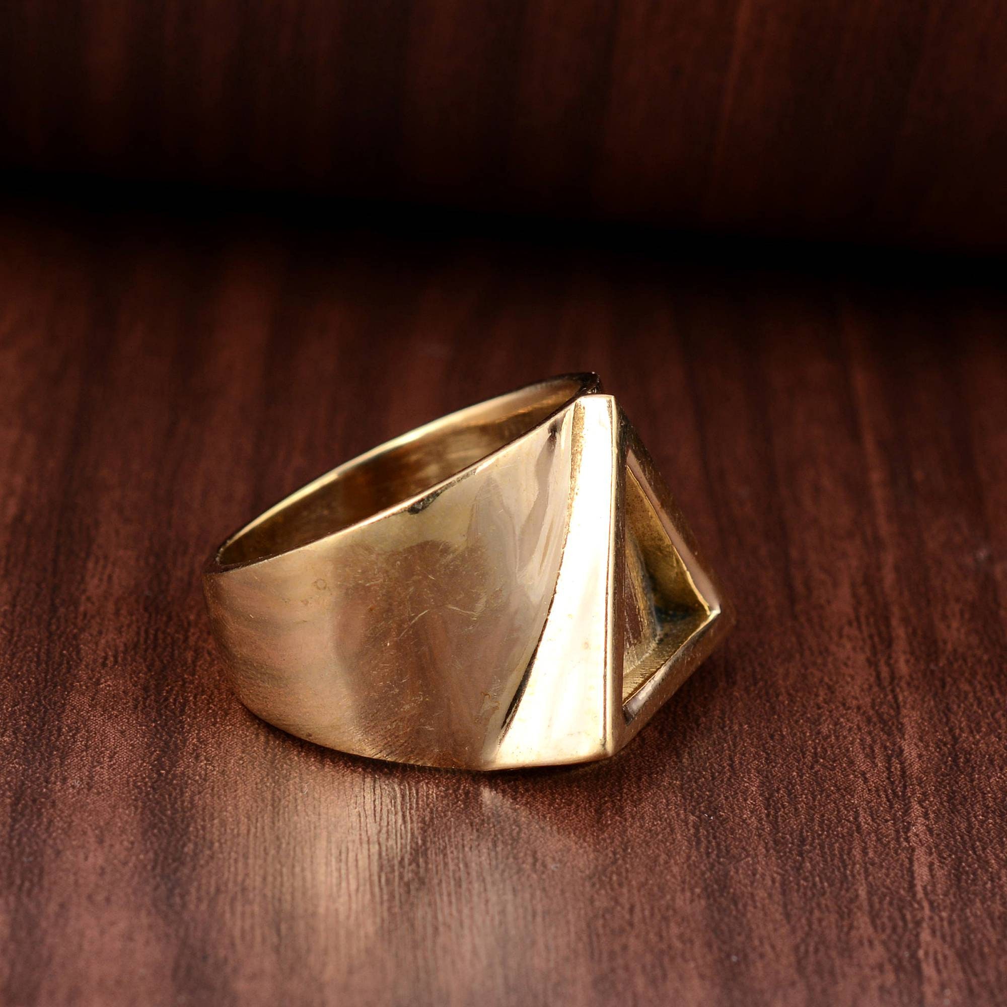 Triangle Men Rings Men's Triangle Ring Geometric Ring Brass Ring Gold Ring Boho Ring ...