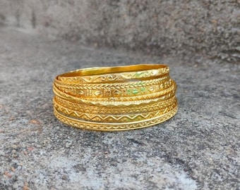 Set of Mix Gold Brass Bangles,  Gold Plated Bangle Bracelet, Stackable Bangle, Thin Gold Bangles, Designer Bangle Bracelet, Gift For Her