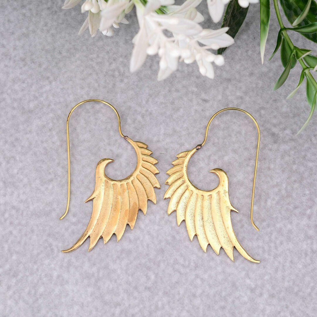 Caramel Gold Dipped Feather Earrings main image 1
