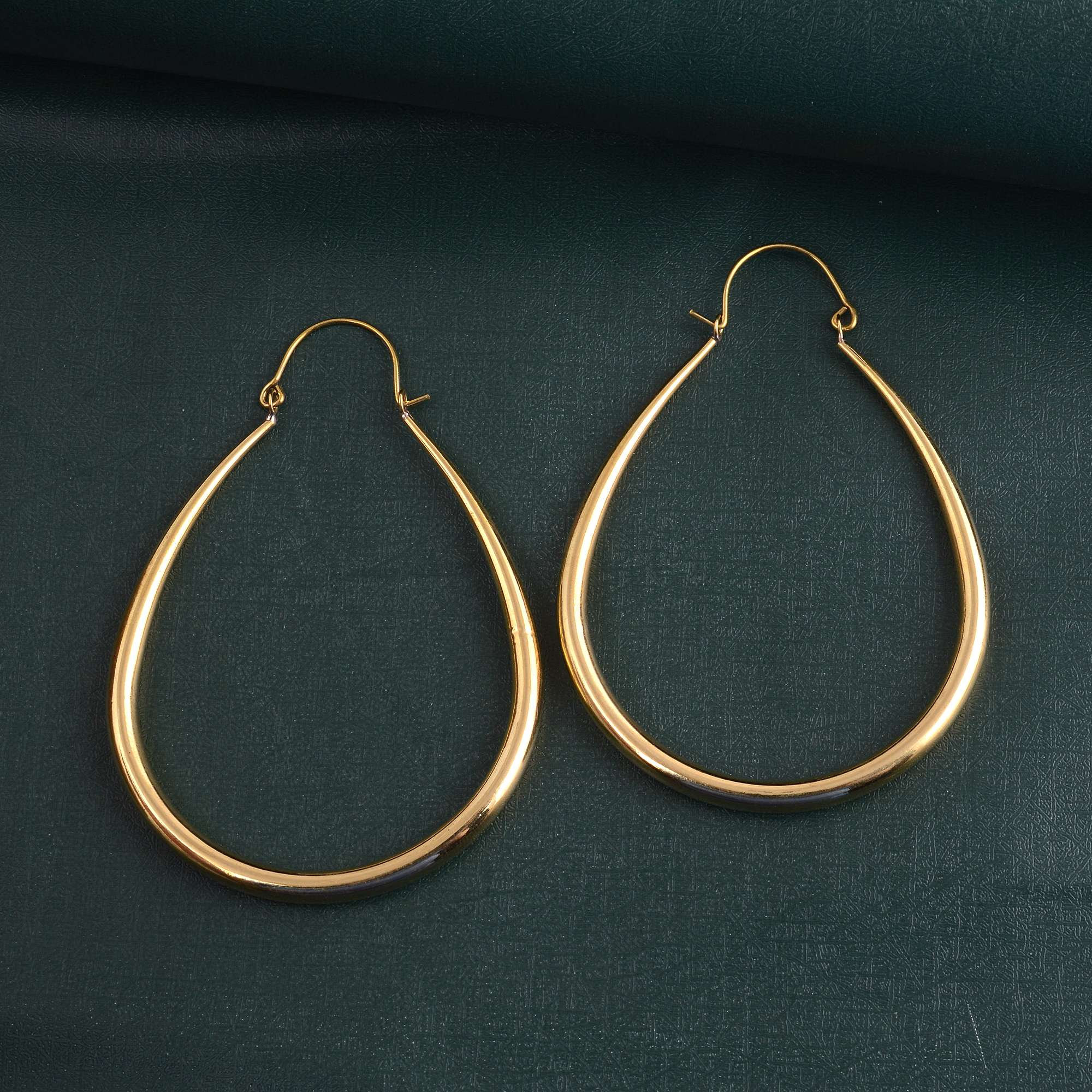 Boucles D'oreilles Cerceaux Grand Diamètre En Or Jaune 14 Carats - 40,5 Mm, Fabriqué En Italie