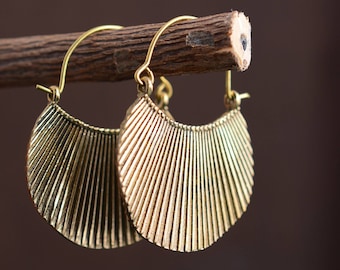 Hammered Brass Hoop Earrings
