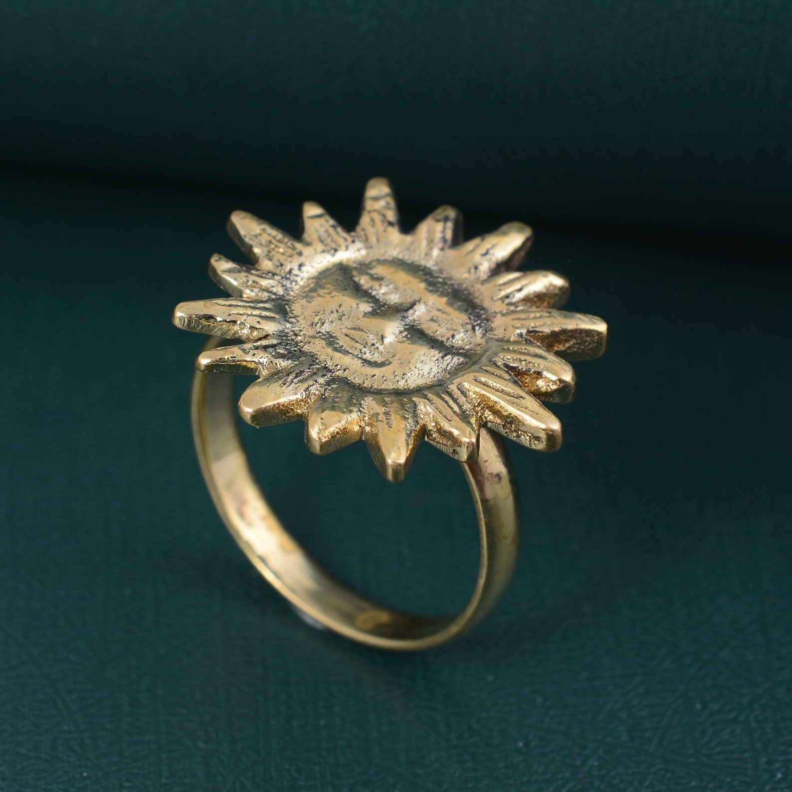 Sleeping Sun Ring, Sun Ring, Gold Sun Face Ring, Celestial Jewelry ...