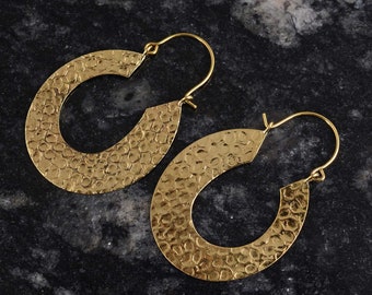Hammered Gold Hoop Earrings, Brass Hoops, Gold Hoops, Minimalist Hoop Earrings, Hammered Earrings