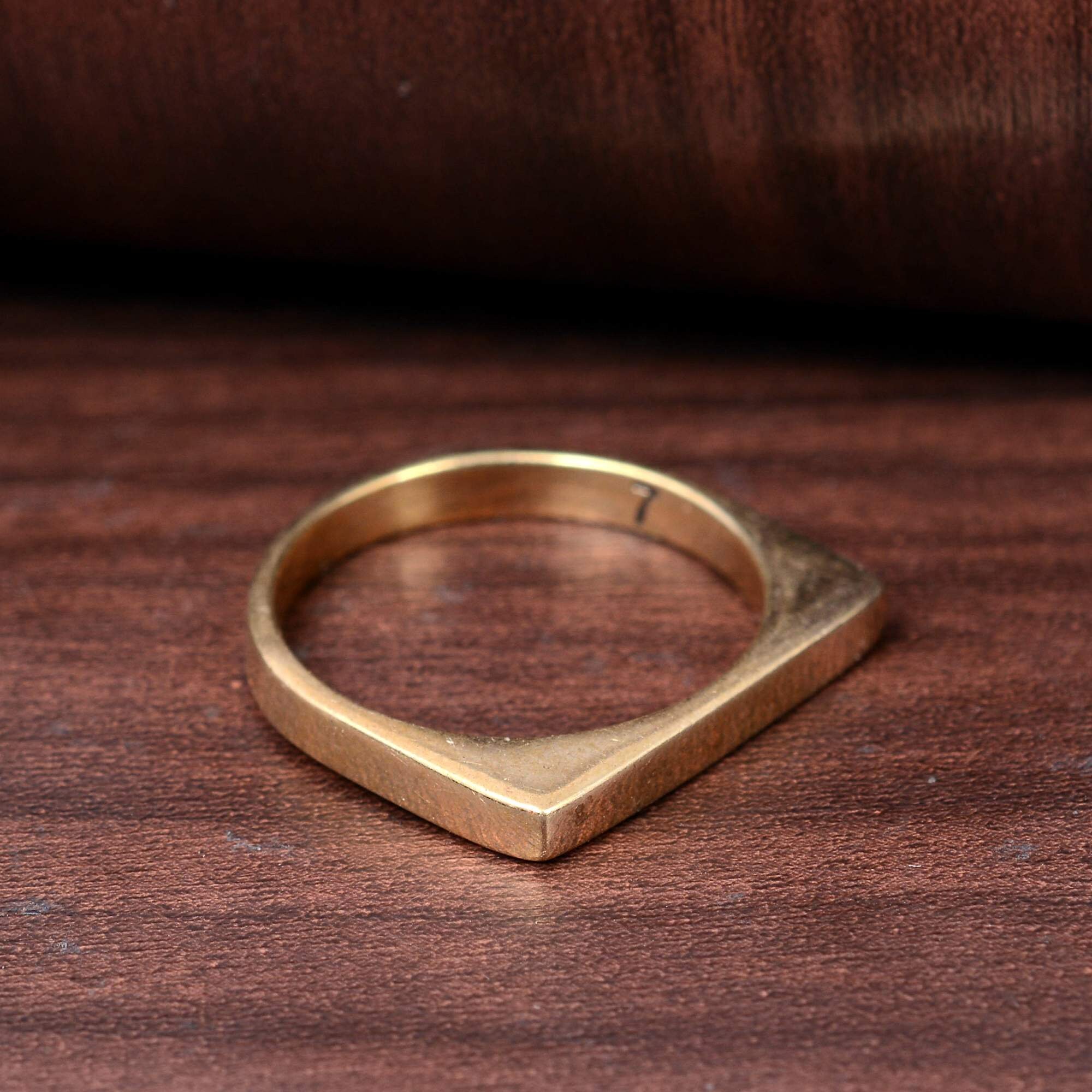 Square Ring Bottom Square Ring, Stacking Ring, Modern Ring, Brass Geometric Ring, Square ...