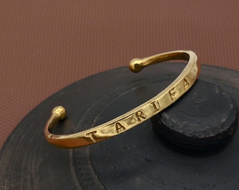 Gold Brass Engraved Bracelet, Custom Engraving, Gold Cuff Bracelet, Name Bracelet, Personalized Bracelet, Bridesmaid&#39;s Gift, Wedding Present
