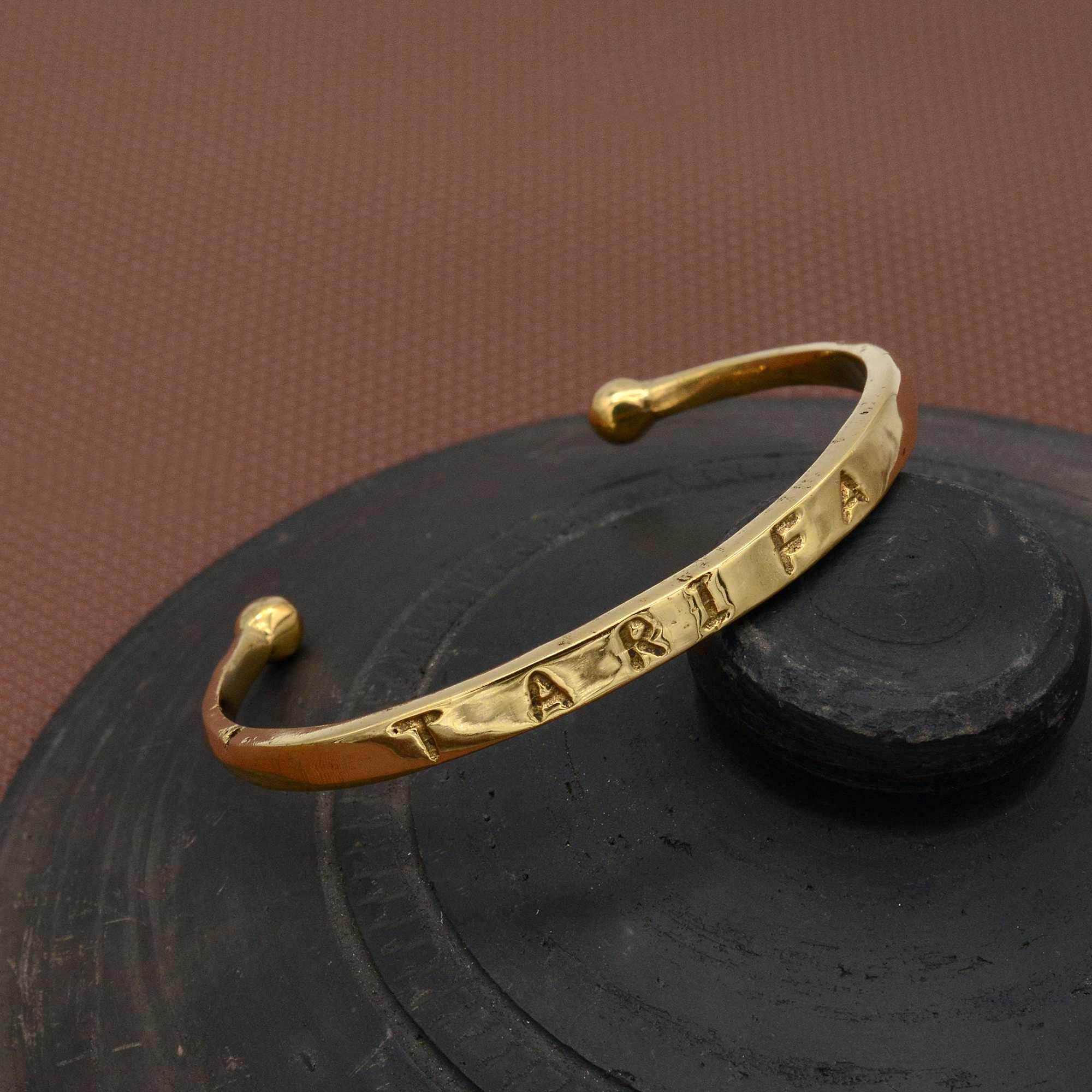 Custom Cuff Gold Brass Custom Engraving Cuff Bracelet, Personalized Name Bracelet ...