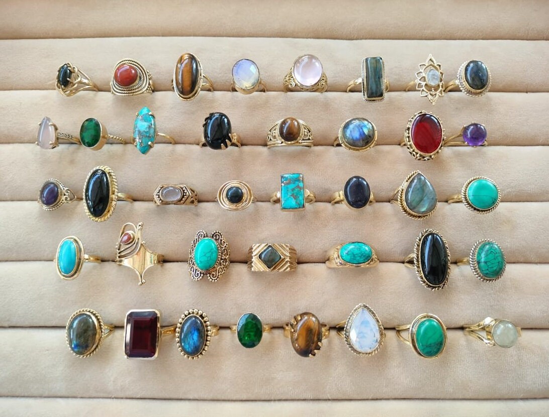 Ring Mix Rings Lot, Multi Gemstone Rings Lot, Mix Gemstone Rings, Mix Sizes 5us ...